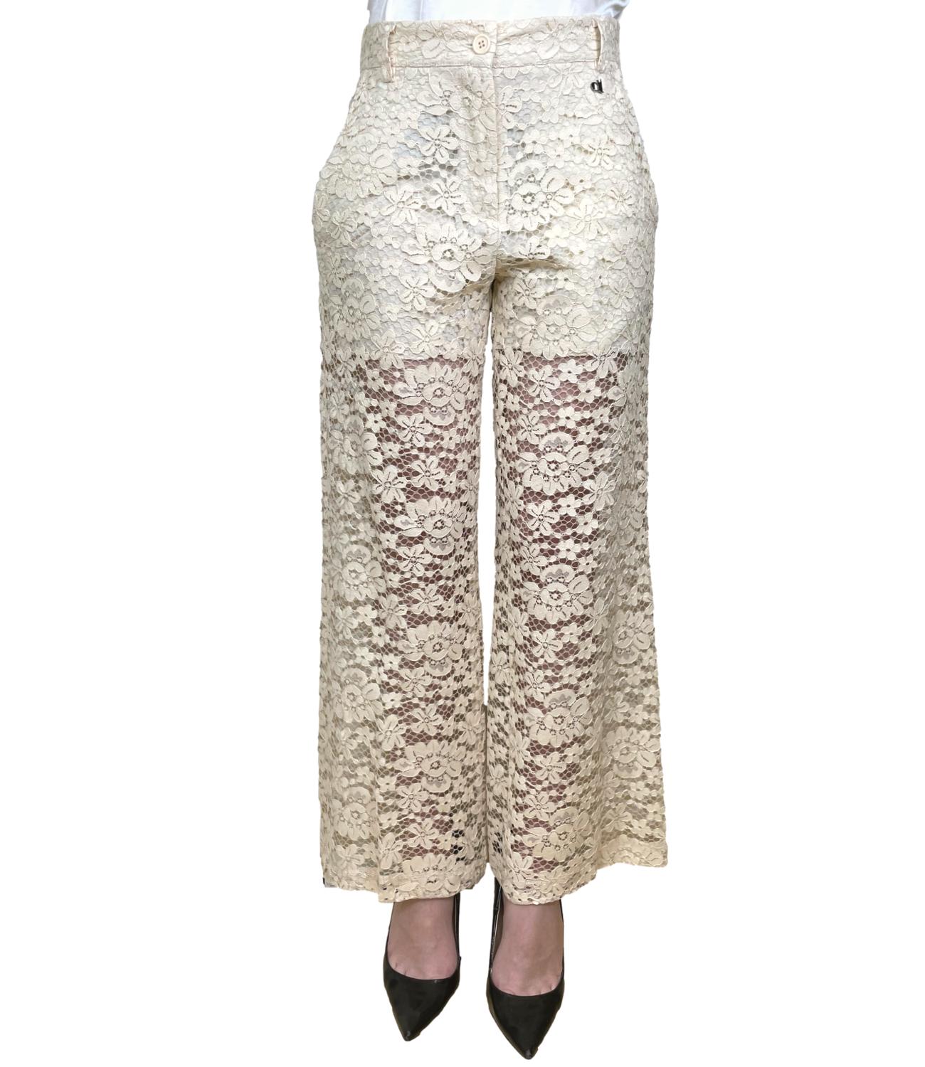 Dixie Pantalone Pizzo Panna Donna