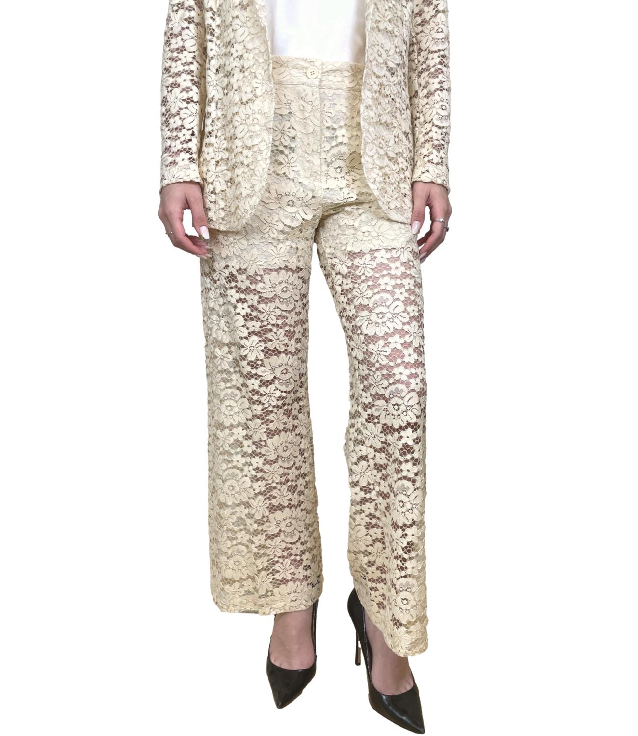 Dixie Pantalone Pizzo Panna Donna