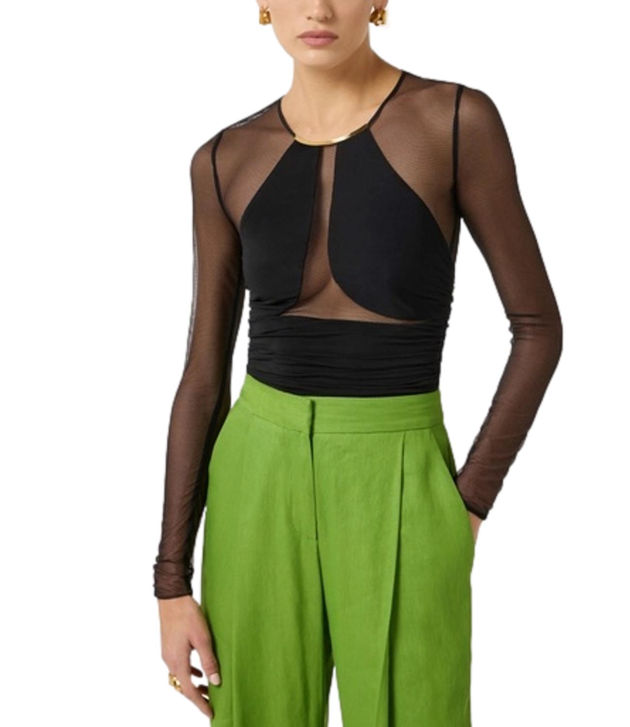 Body nero con spalle trasparenti
