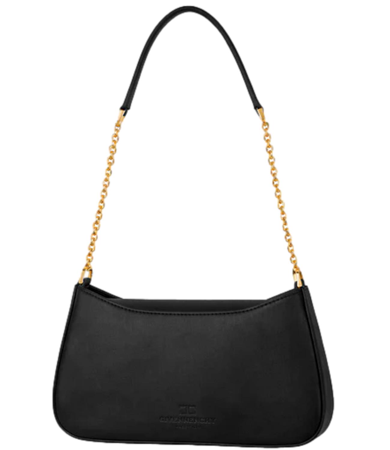 Borsa a spalla con dettaglio logo nero e oro