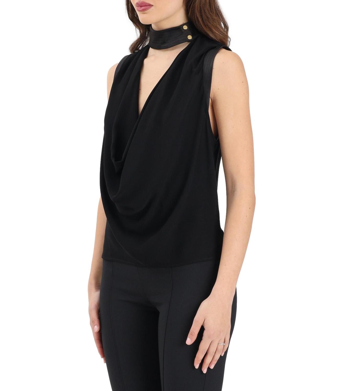 Ef Top nero in georgette di viscosa