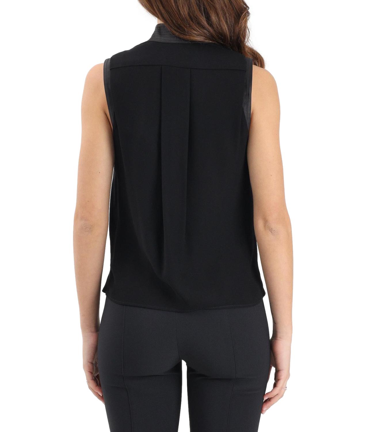 Ef Top nero in georgette di viscosa