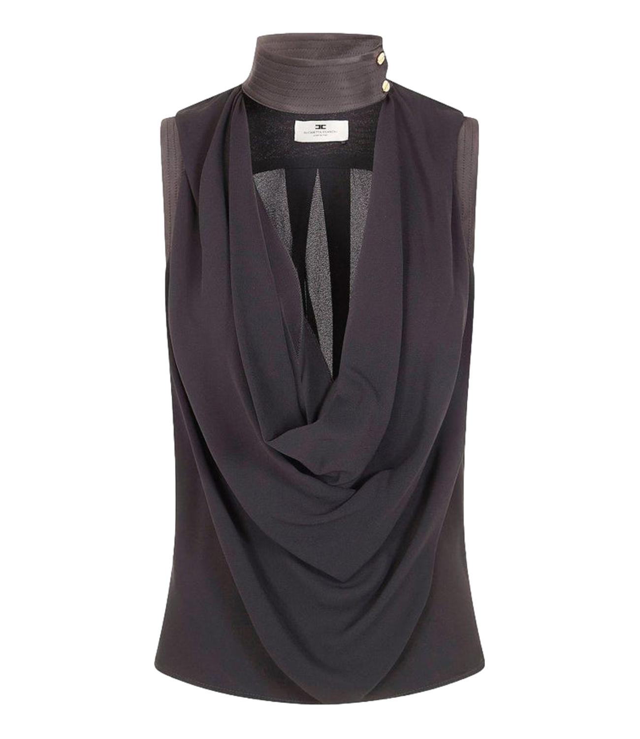 Ef Top nero in georgette di viscosa