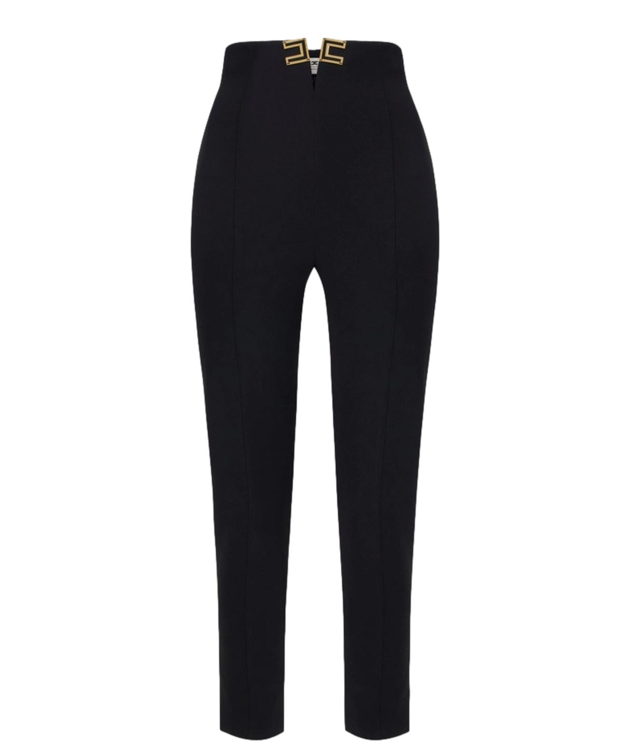 EF Pantalone in doppio crêpe stretch nero donna
