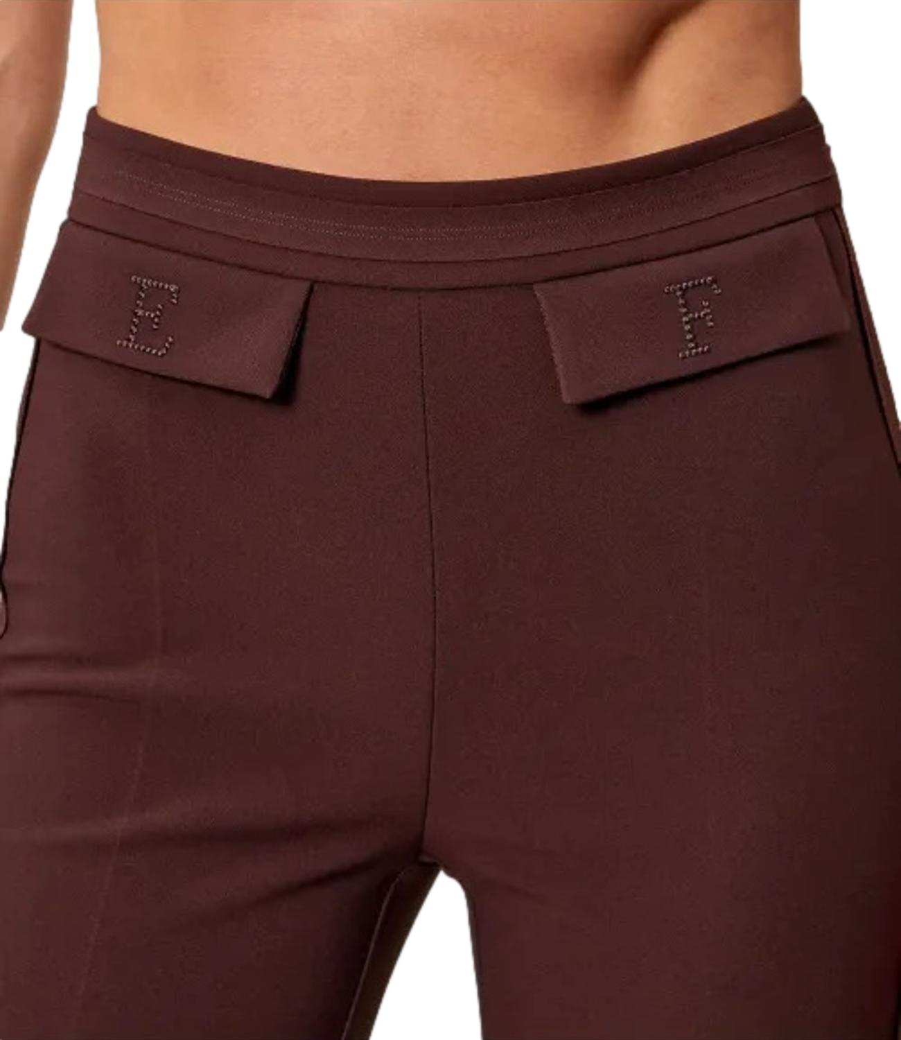 EF pantalone in doppio crêpe stretch cacao donna