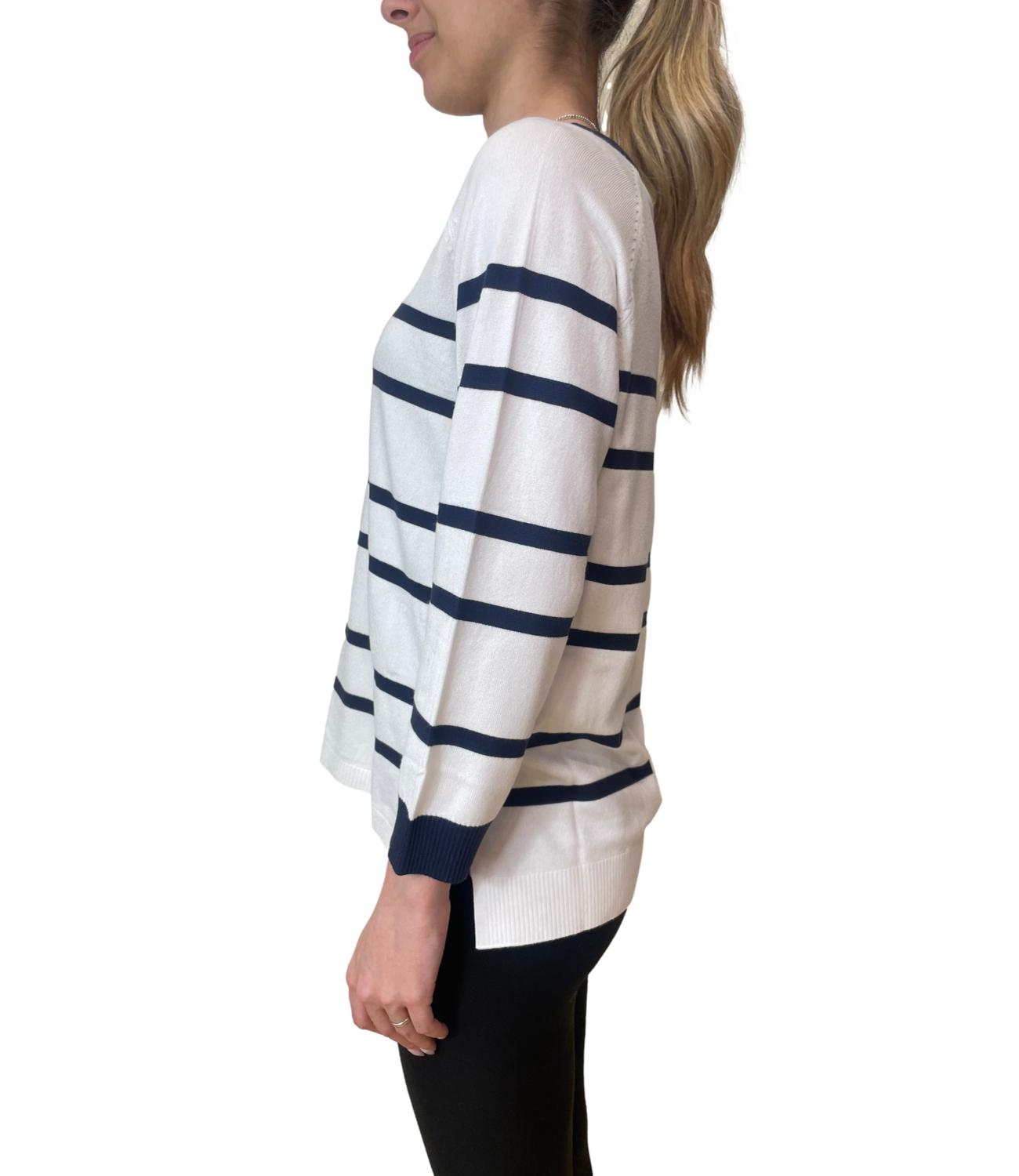 Emme Marella Maglia Emmghiglia Bianco Blu Donna