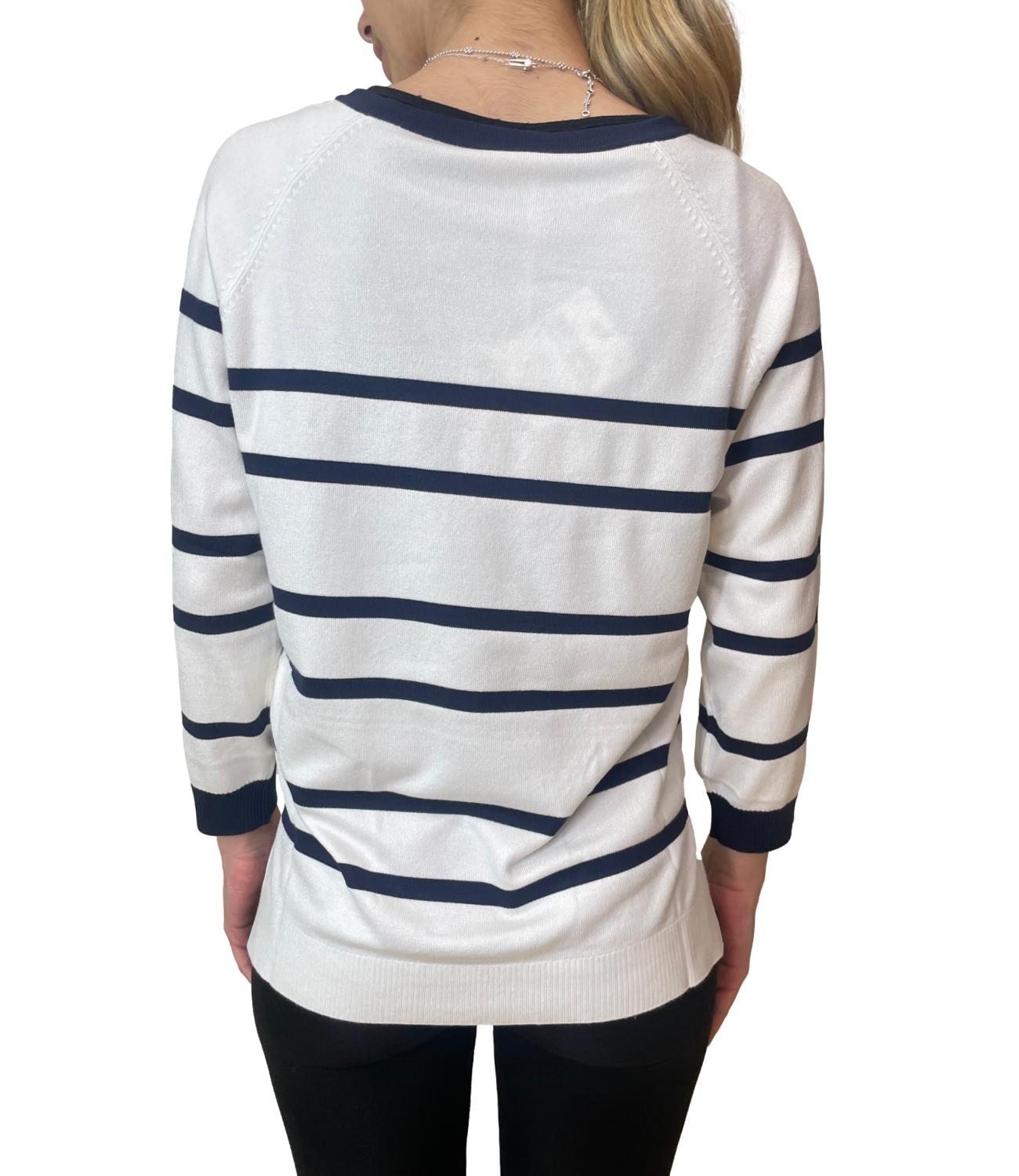 Emme Marella Maglia Emmghiglia Bianco Blu Donna