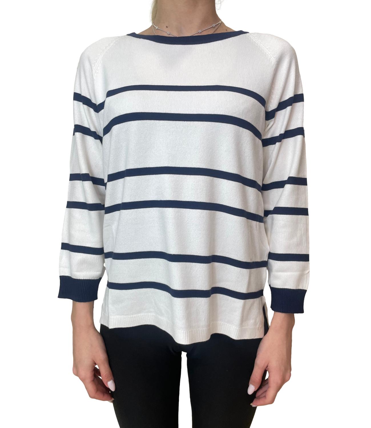 Emme Marella Maglia Emmghiglia Bianco Blu Donna