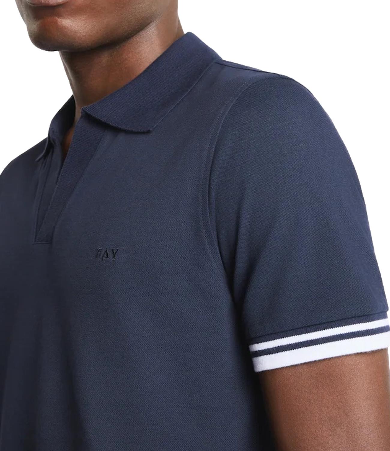 Fay Polo in Piquet Stretch blu uomo
