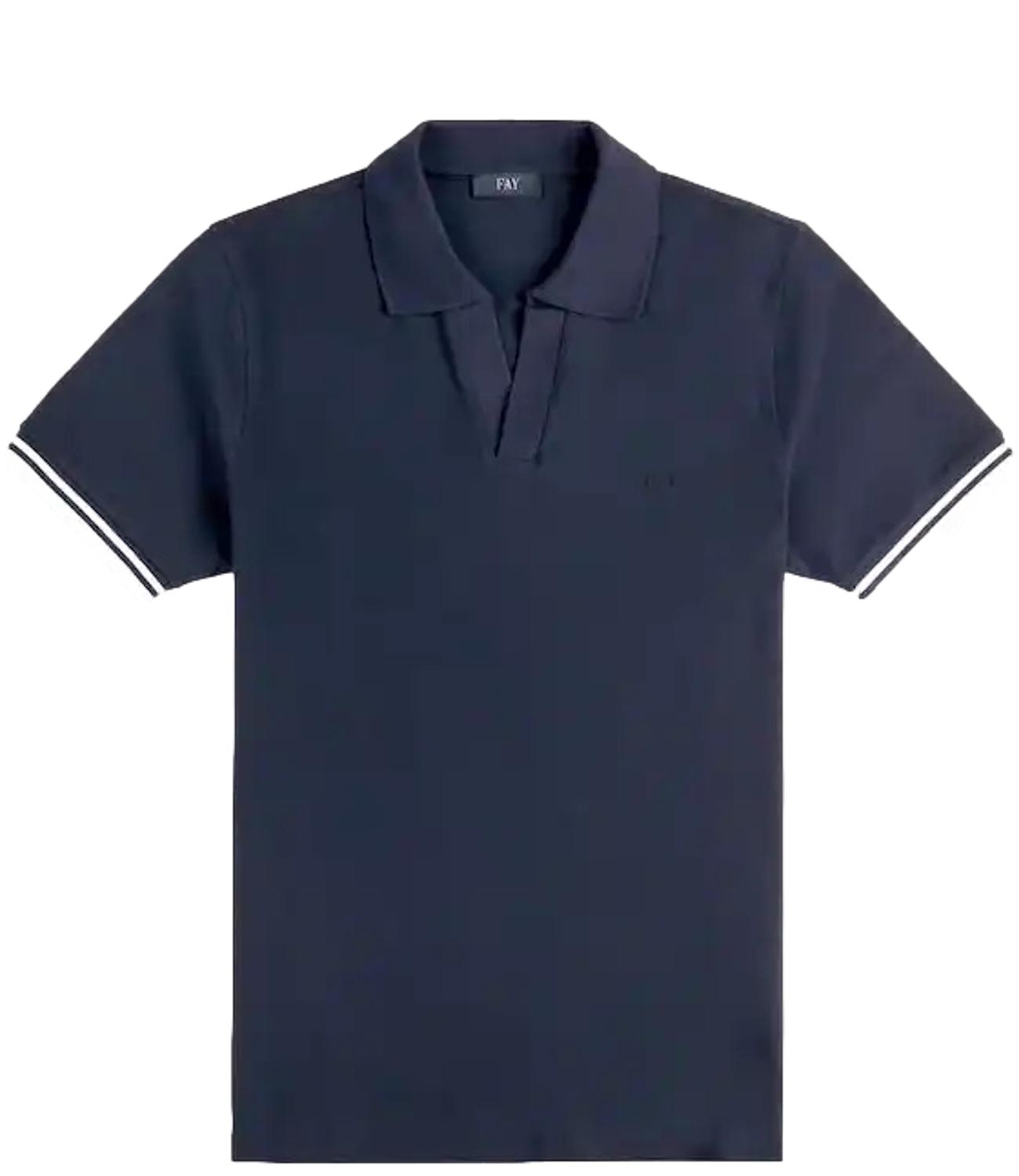 Fay Polo in Piquet Stretch blu uomo