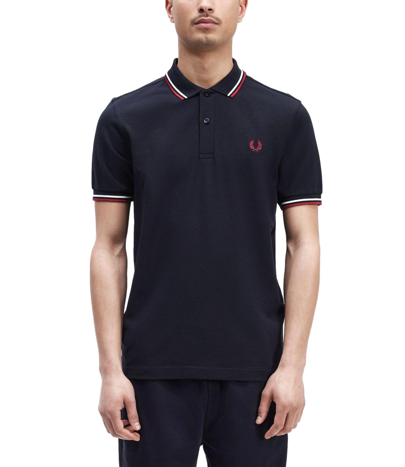 Fred Perry Polo uomo blu navy twin tipped