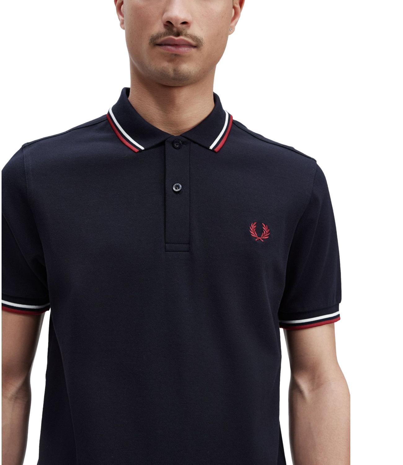 Fred Perry Polo uomo blu navy twin tipped