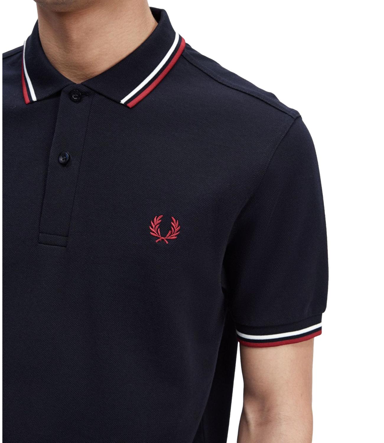 Fred Perry Polo uomo blu navy twin tipped