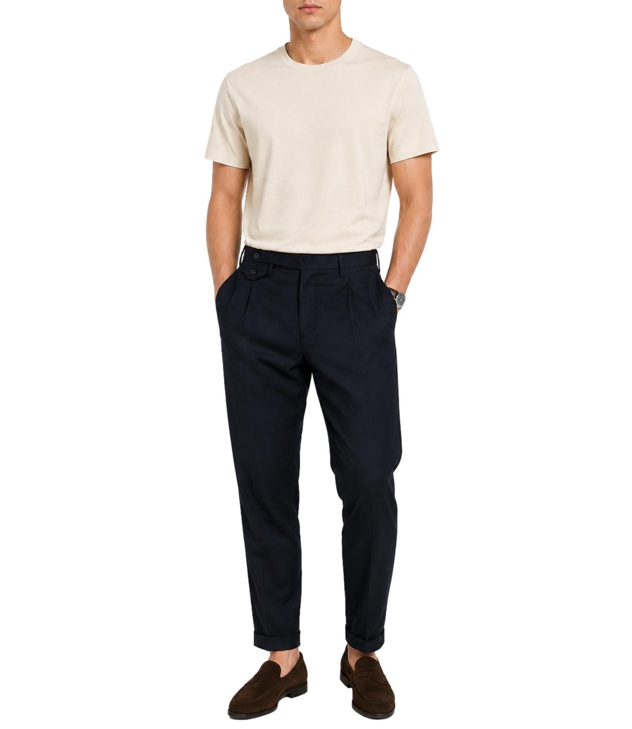 Pantalone Uomo Blu Navy in Frescolana - Fellini