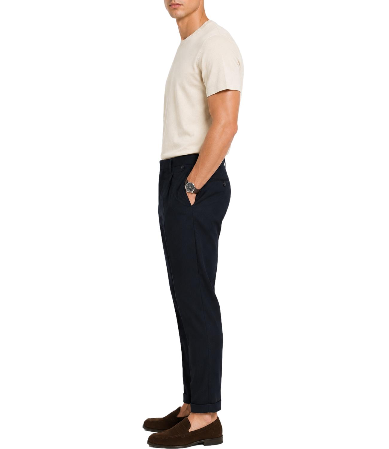 Pantalone Uomo Blu Navy in Frescolana - Fellini