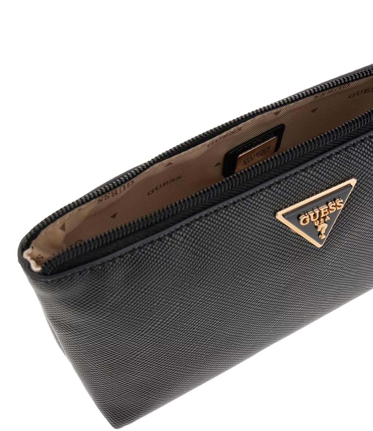 Guess portafoglio pochette Laurel saffiano nero donna