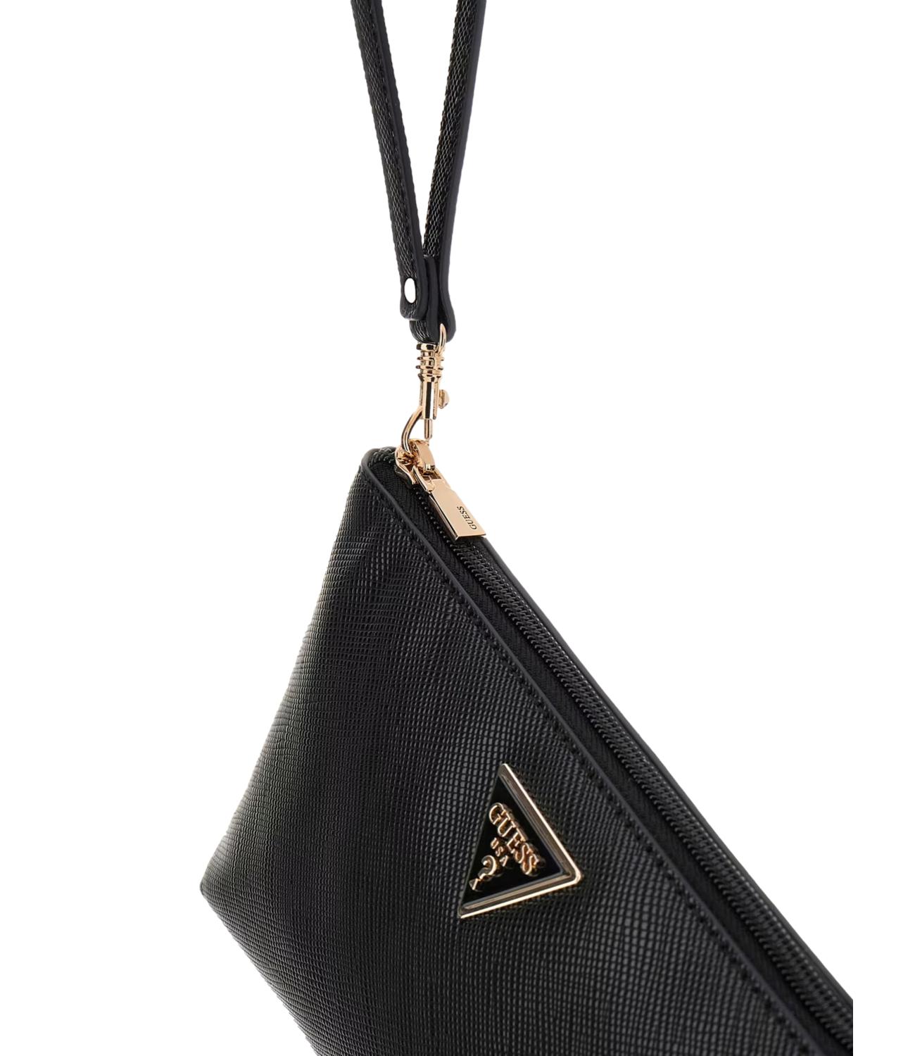 Guess portafoglio pochette Laurel saffiano nero donna