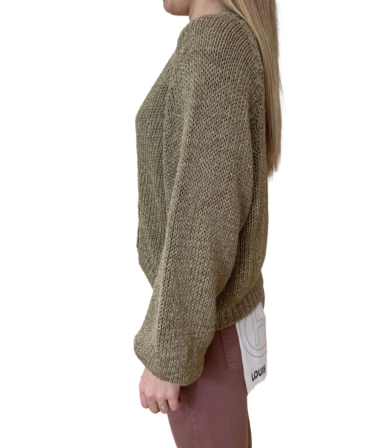 Have One Cardigan Lurex Kaki Donna