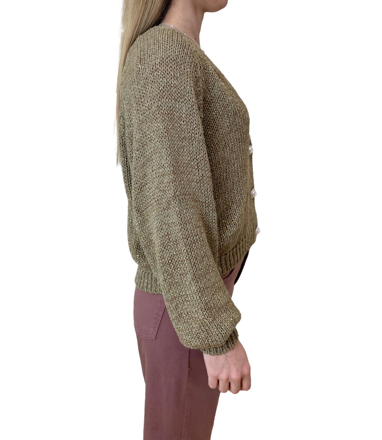 Have One Cardigan Lurex Kaki Donna