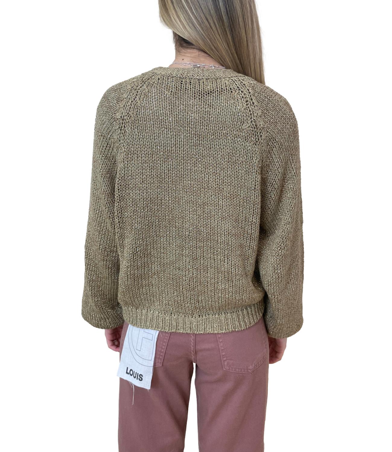 Have One Cardigan Lurex Kaki Donna