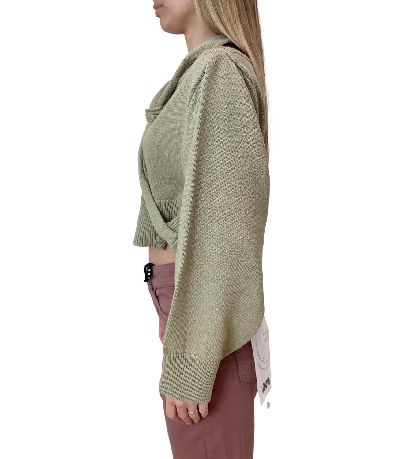 Have One Maglia Nodo Collo Kaki Donna