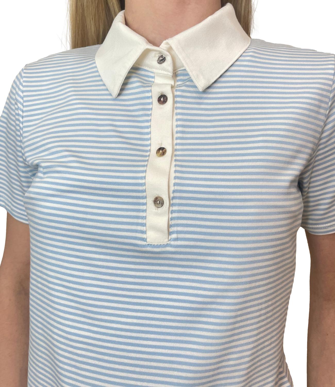 Have One Polo Righe Celeste Donna