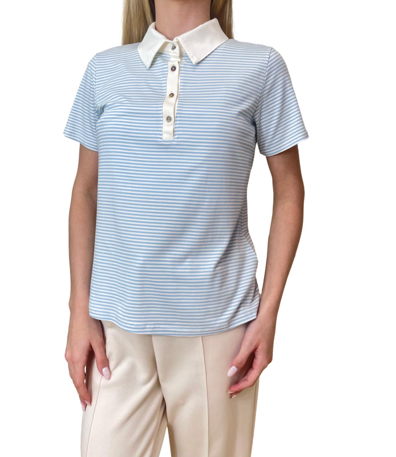 Have One Polo Righe Celeste Donna