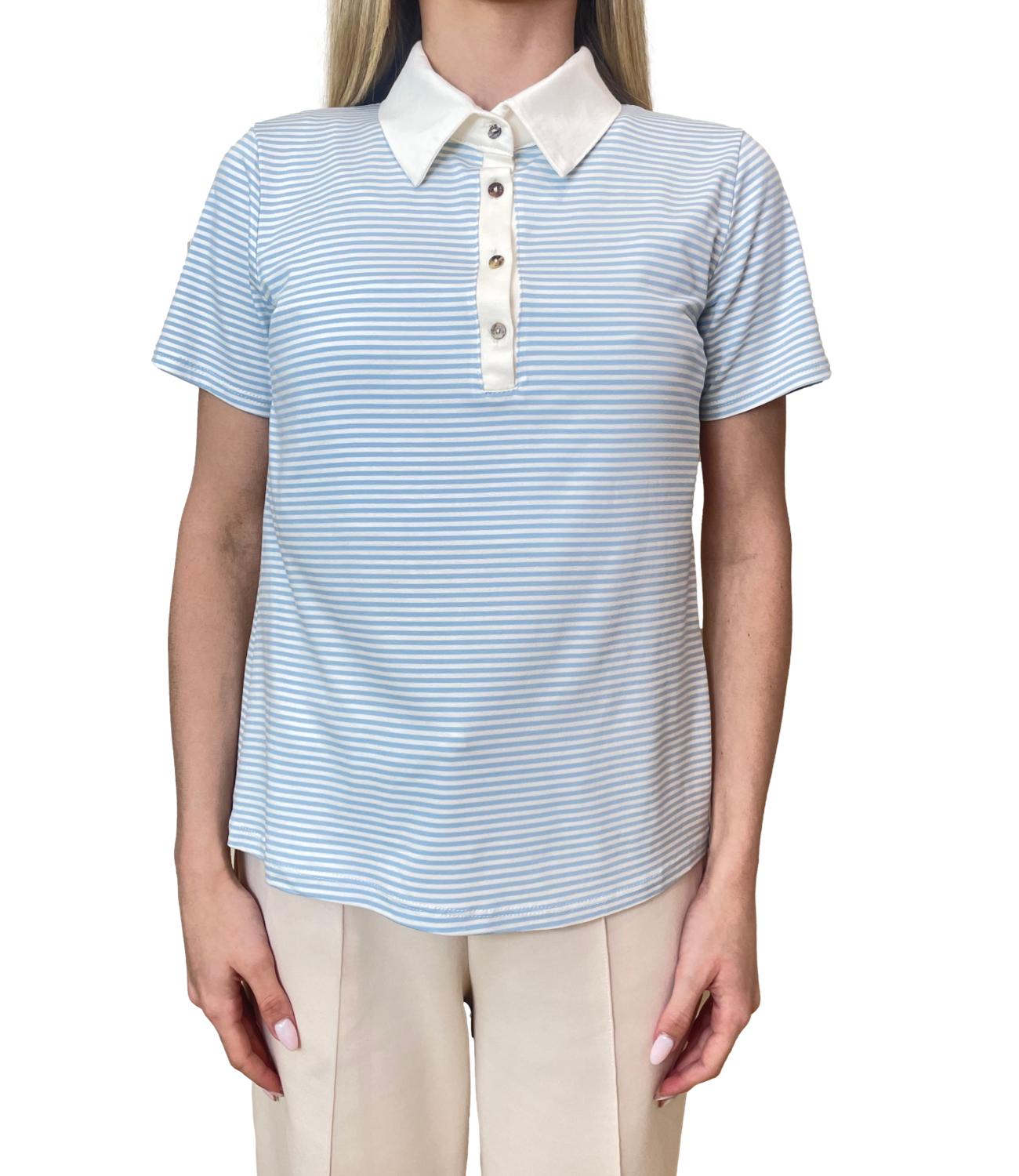 Have One Polo Righe Celeste Donna