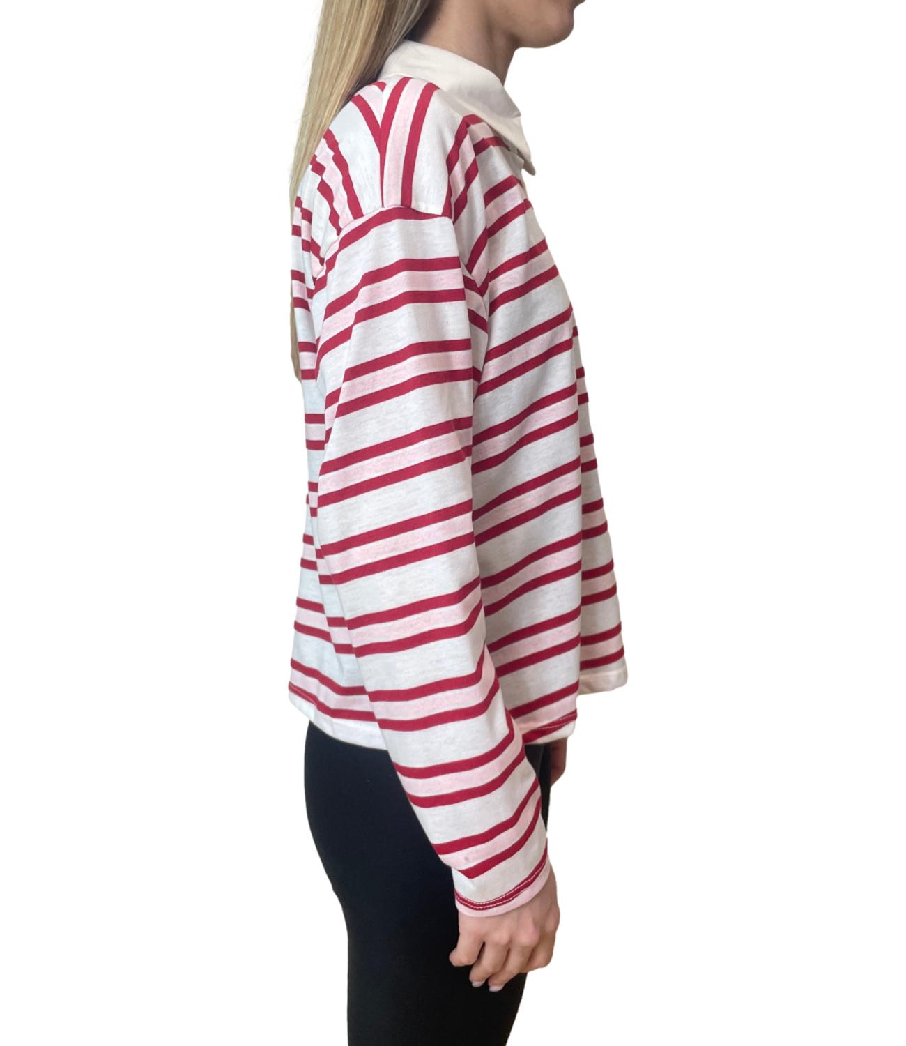 Have One Polo Righe Rosa/Rosso Donna