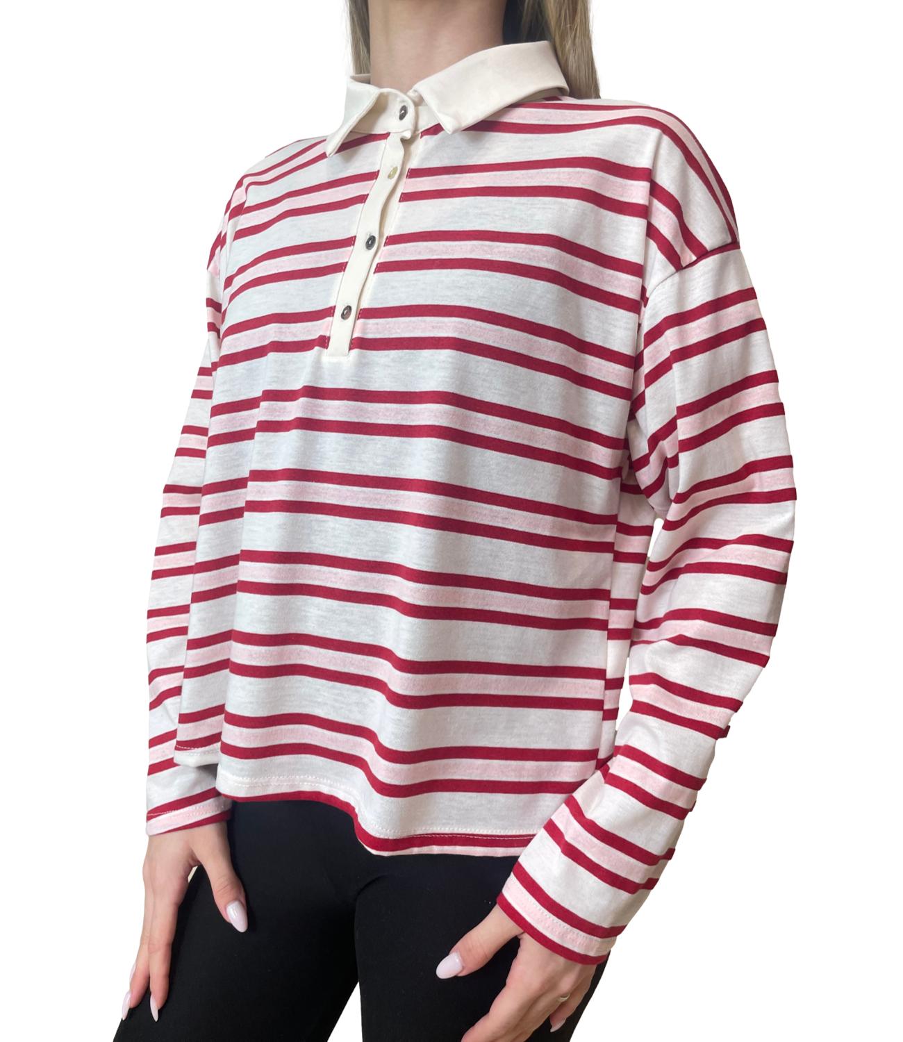 Have One Polo Righe Rosa/Rosso Donna