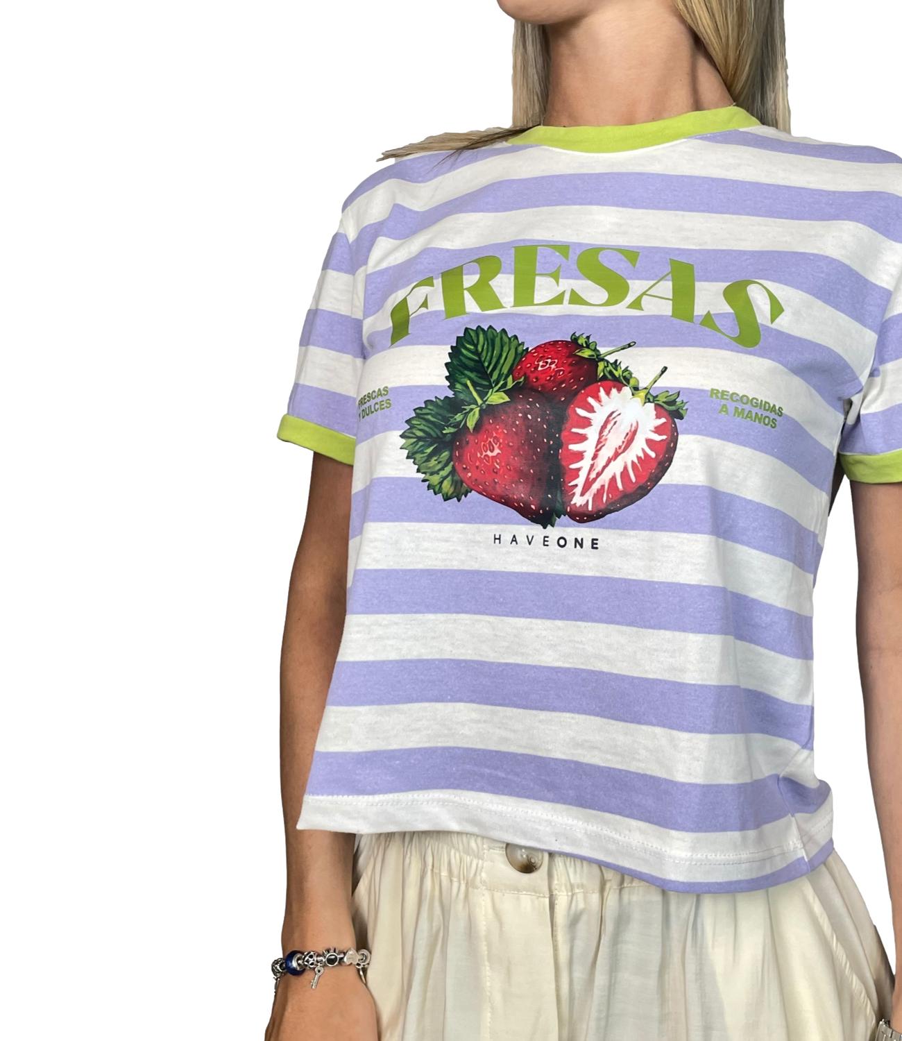 Have One T-shirt Righe Latte/Lilla Donna
