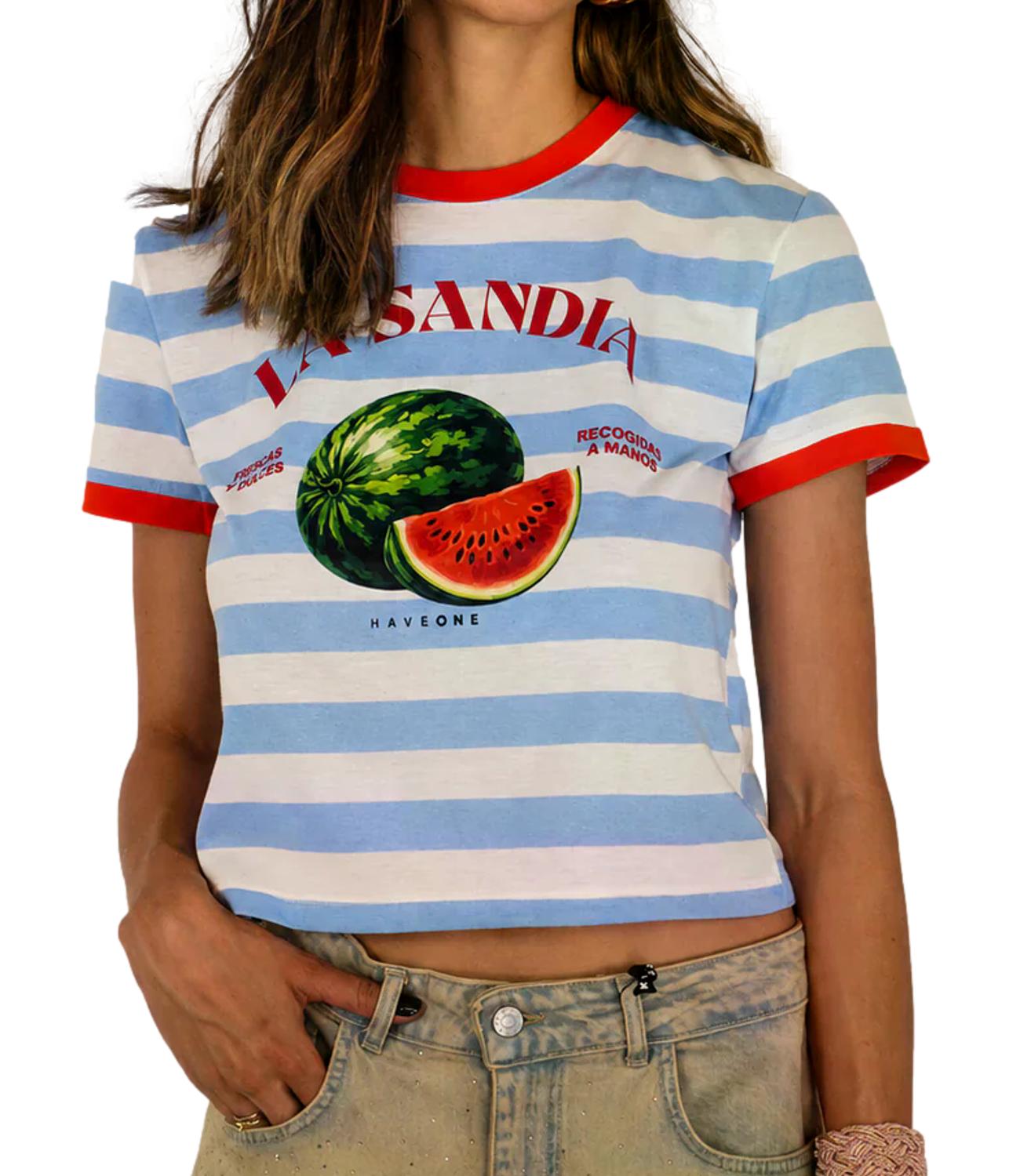 Have One T-shirt Righe Latte/Cielo Donna
