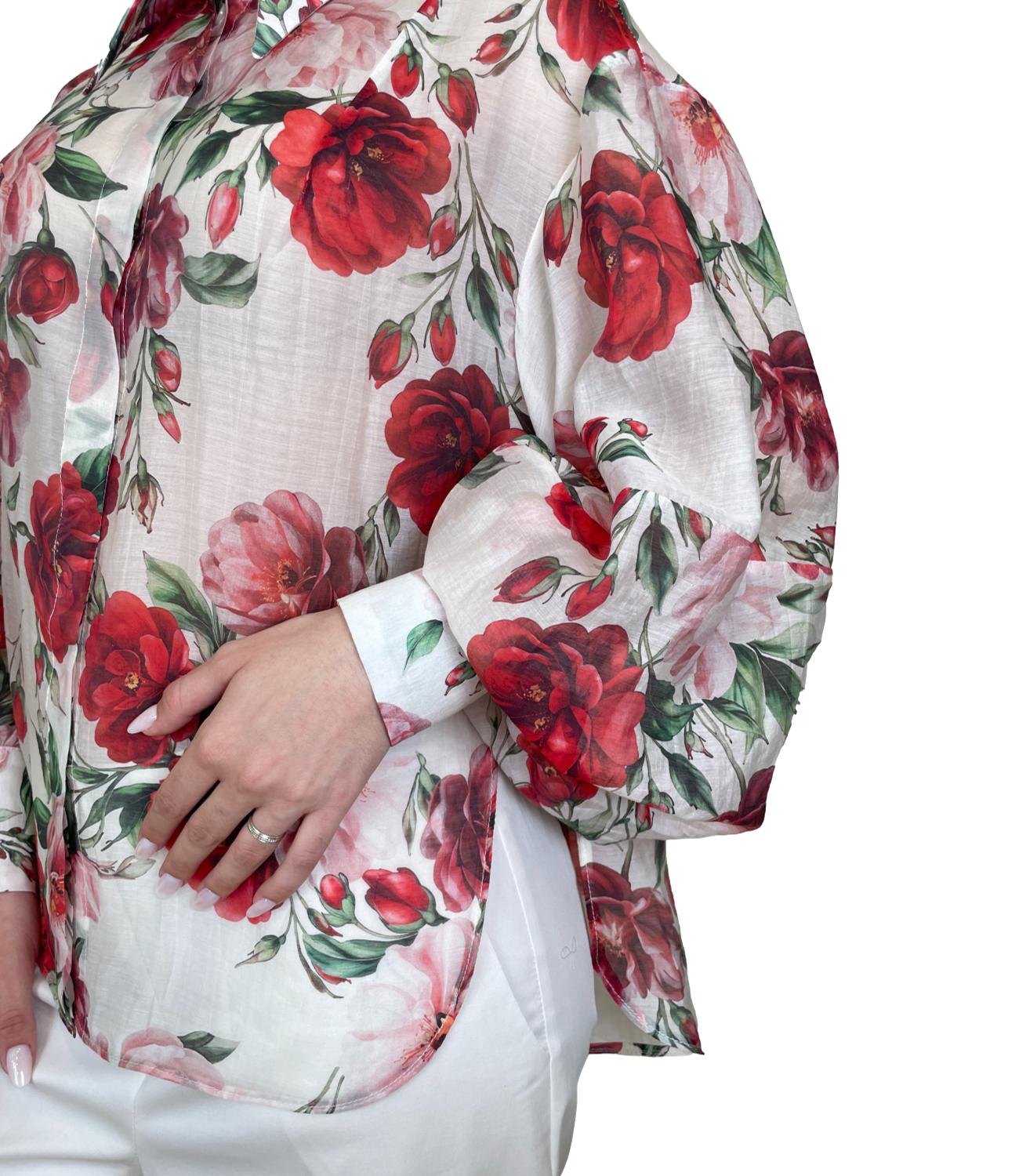 Imperial Camicia Panna Floreale Donna