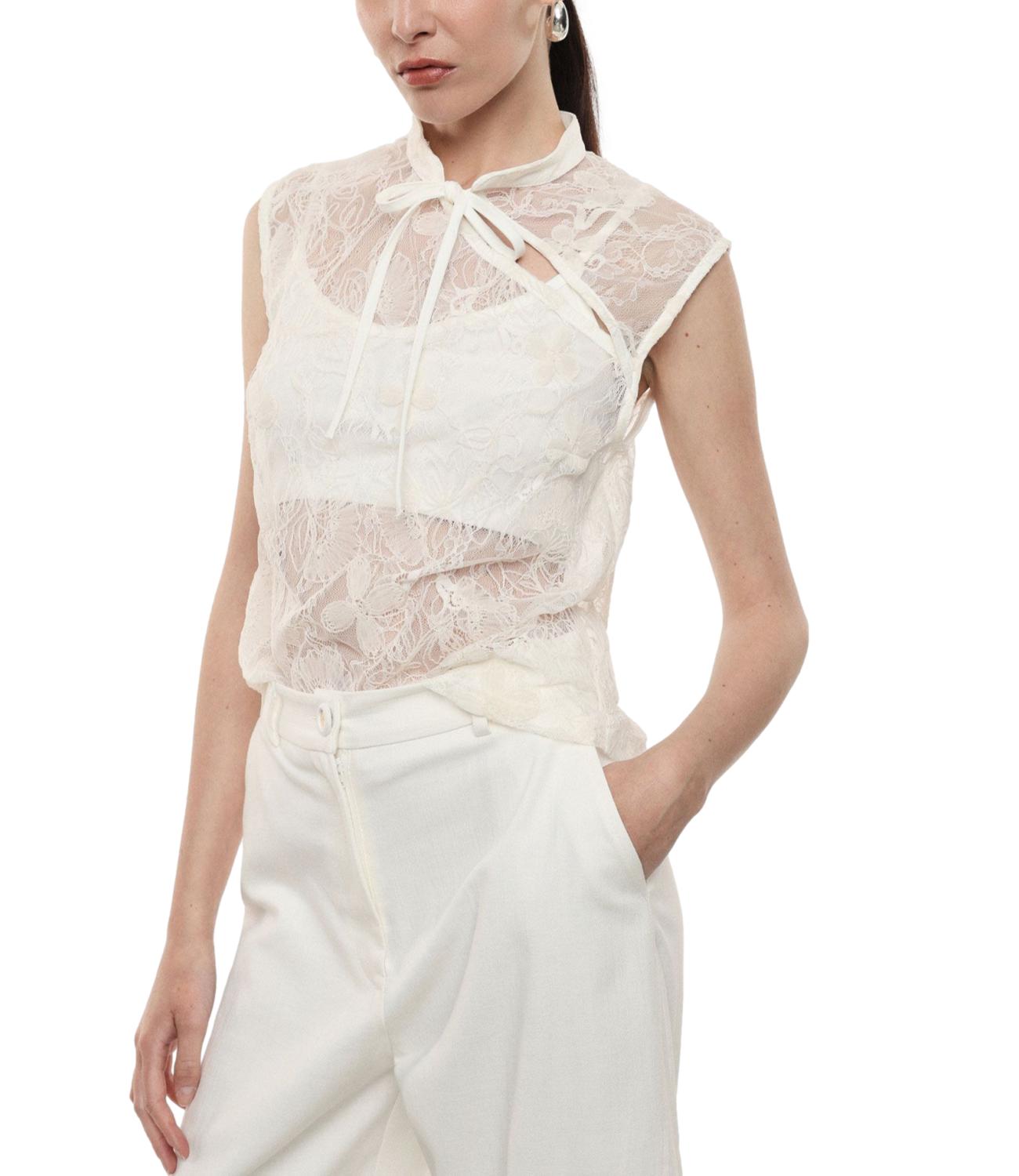 Imperial Top Pizzo Panna Donna