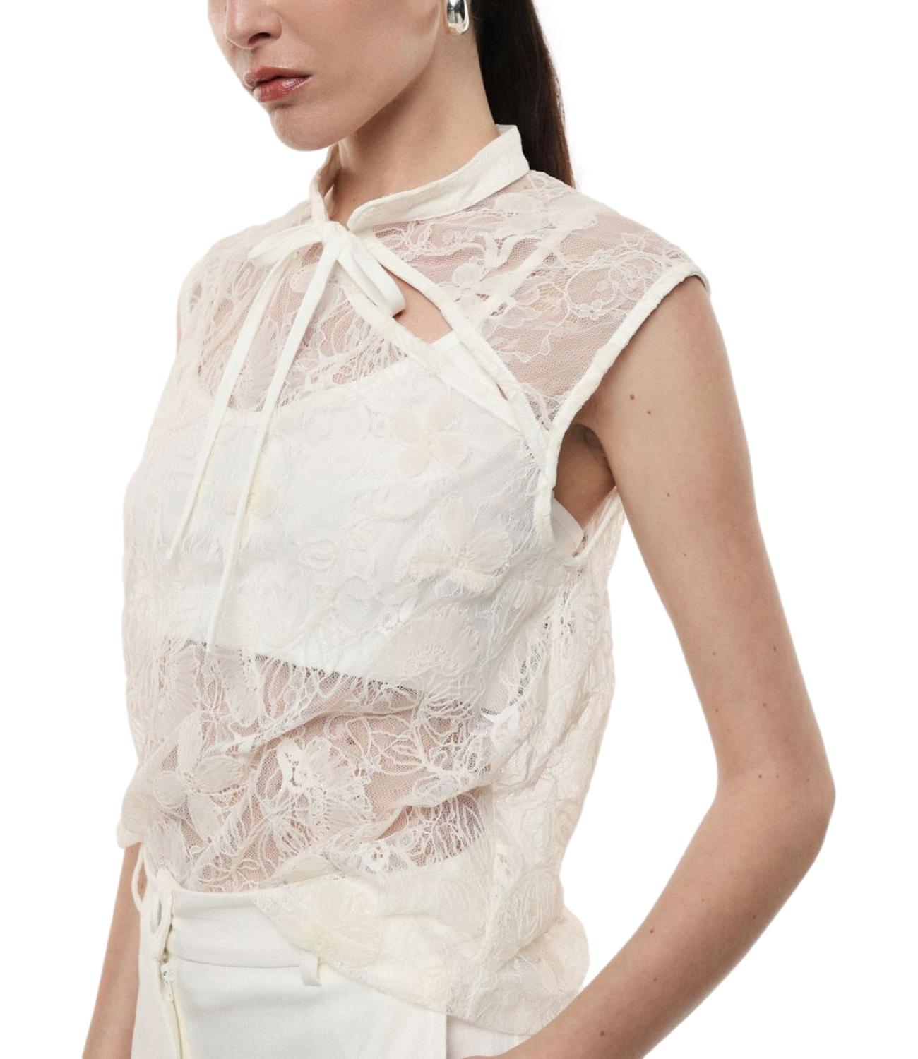 Imperial Top Pizzo Panna Donna
