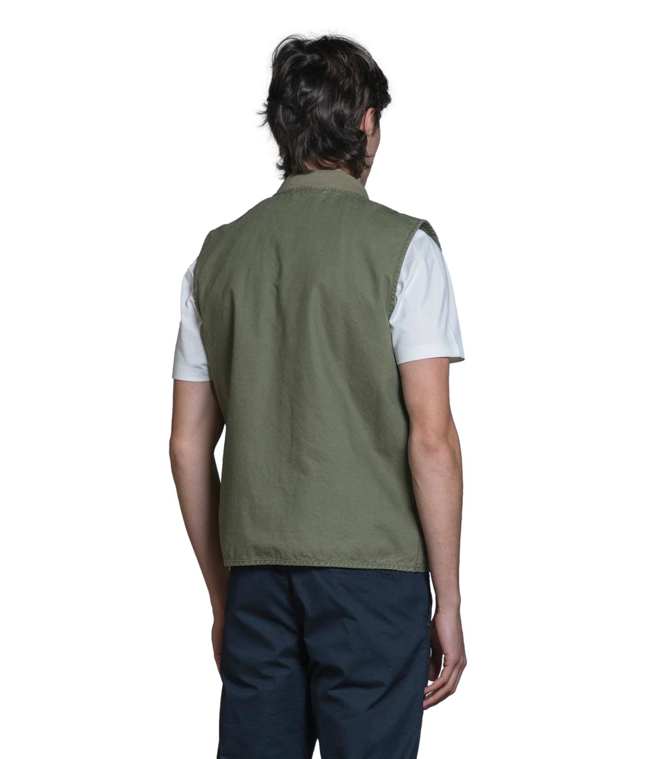 Gilet cotone verde militare con tasconi