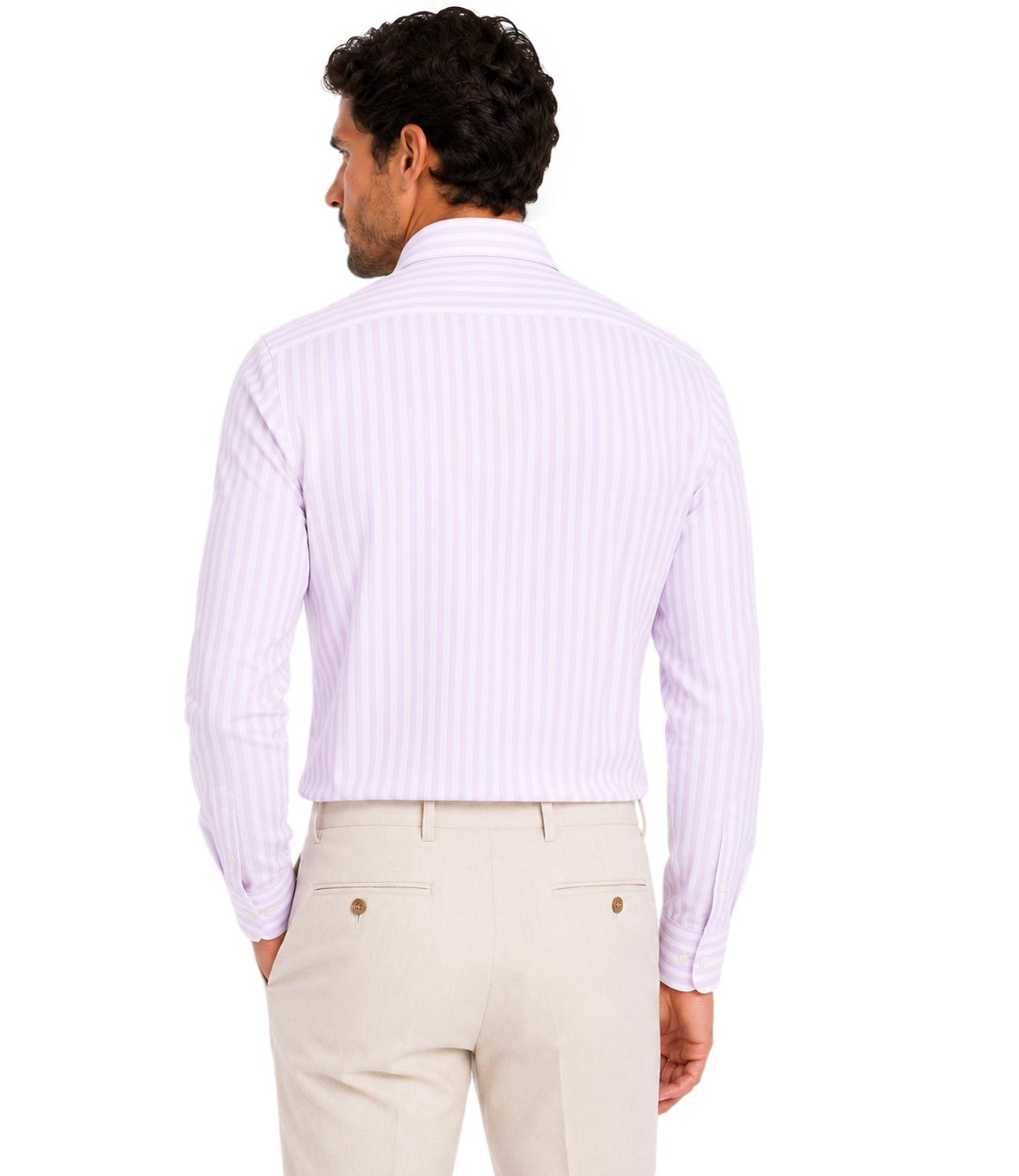 Camicia lino e cotone Uomo Pink Stripe