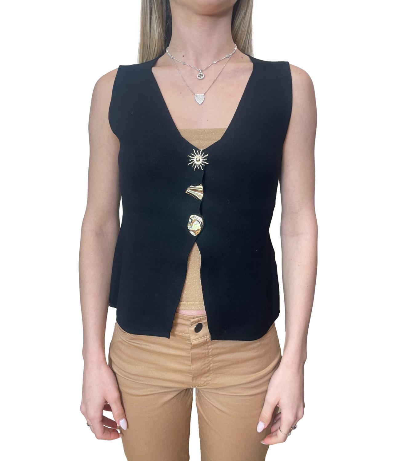Kontatto Gilet Bottoni Gioiello Nero Donna