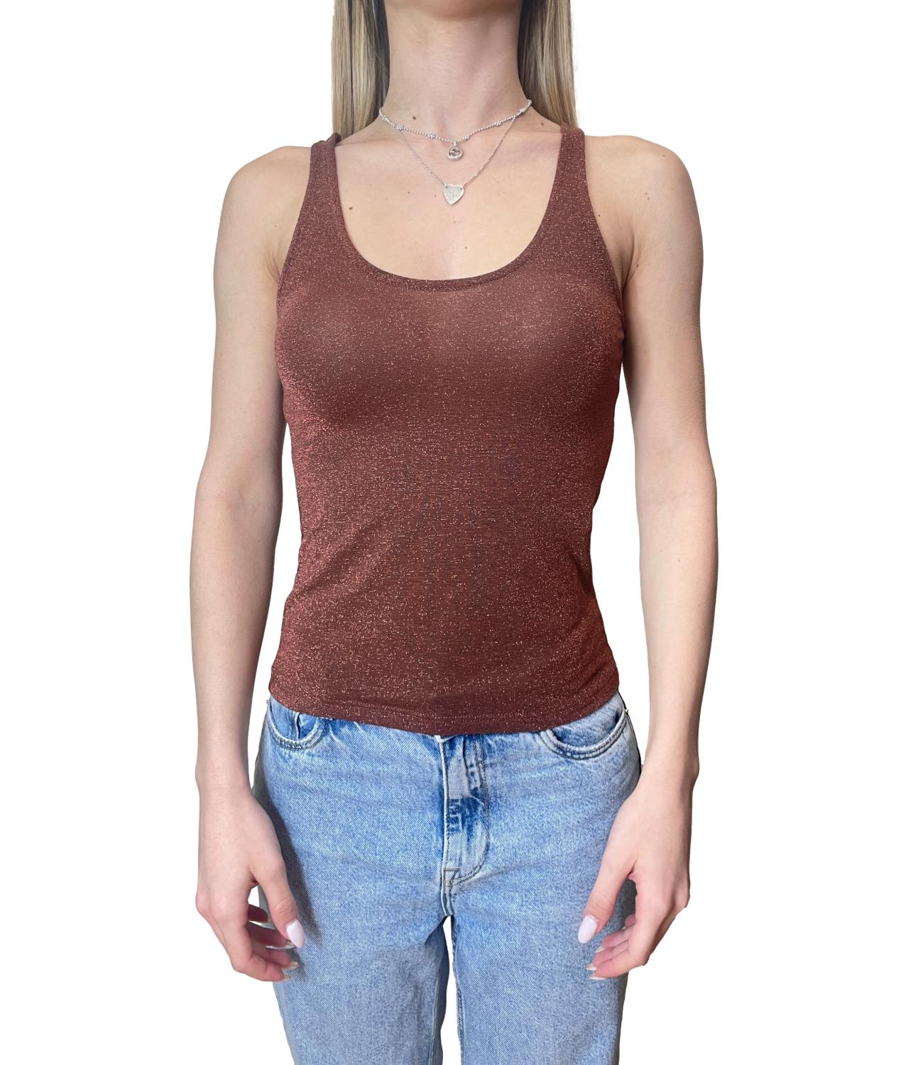 Kontatto Canotta Lurex Ruggine Donna
