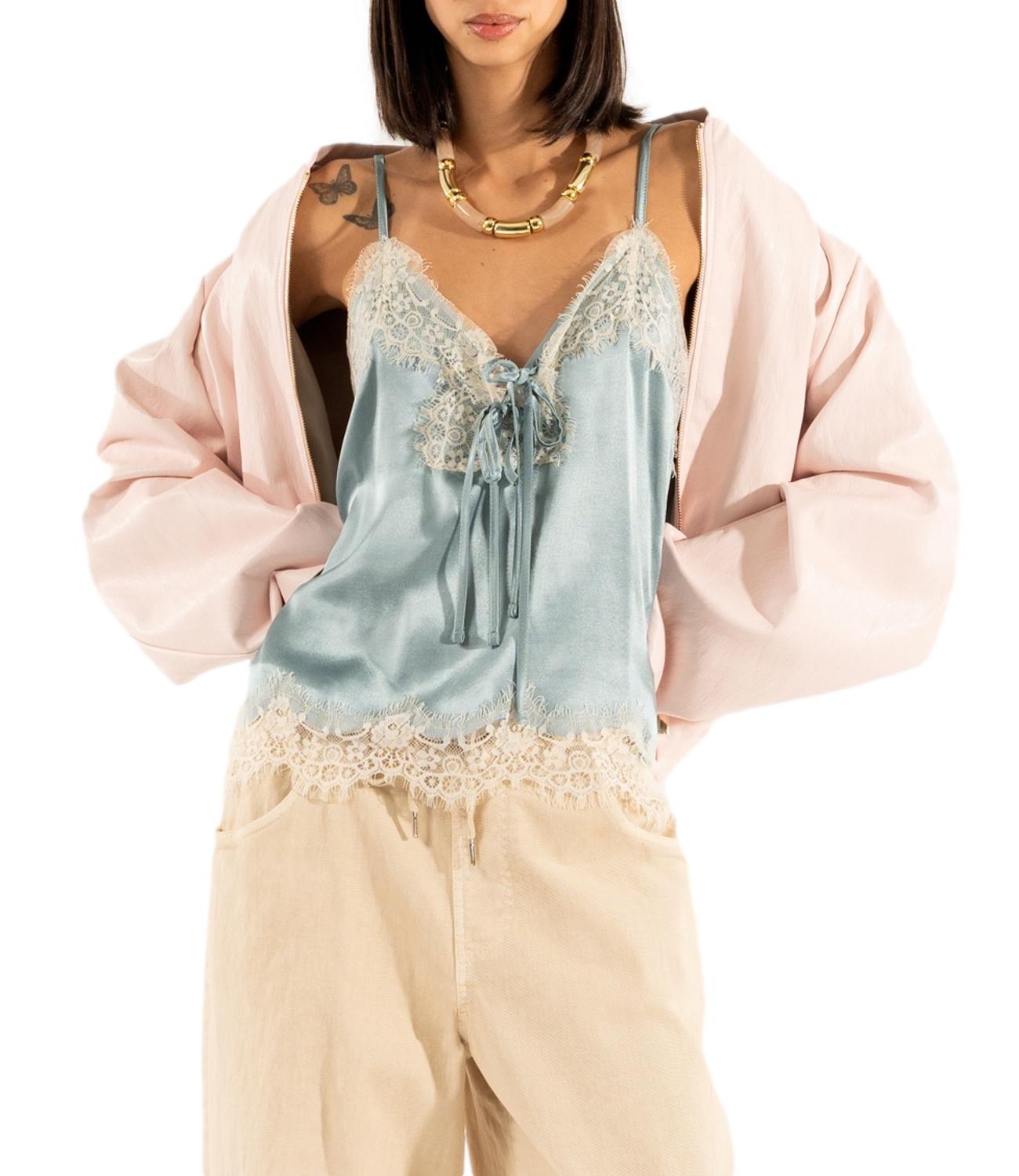 Kontatto Top Pizzo Azzurro Donna