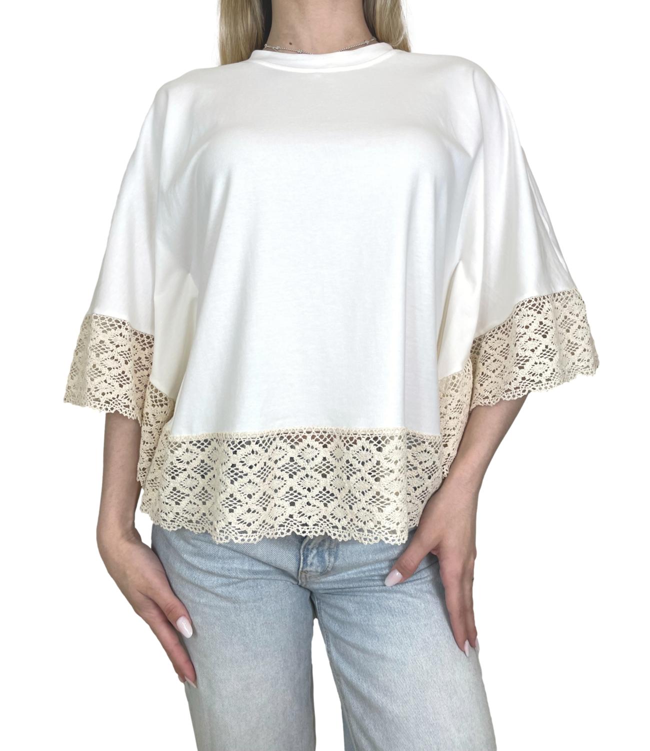 Kontatto T-shirt Mantella Panna Donna