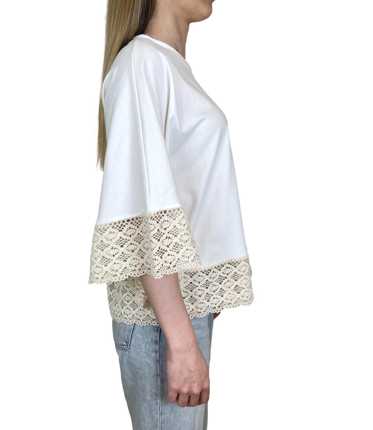 Kontatto T-shirt Mantella Panna Donna