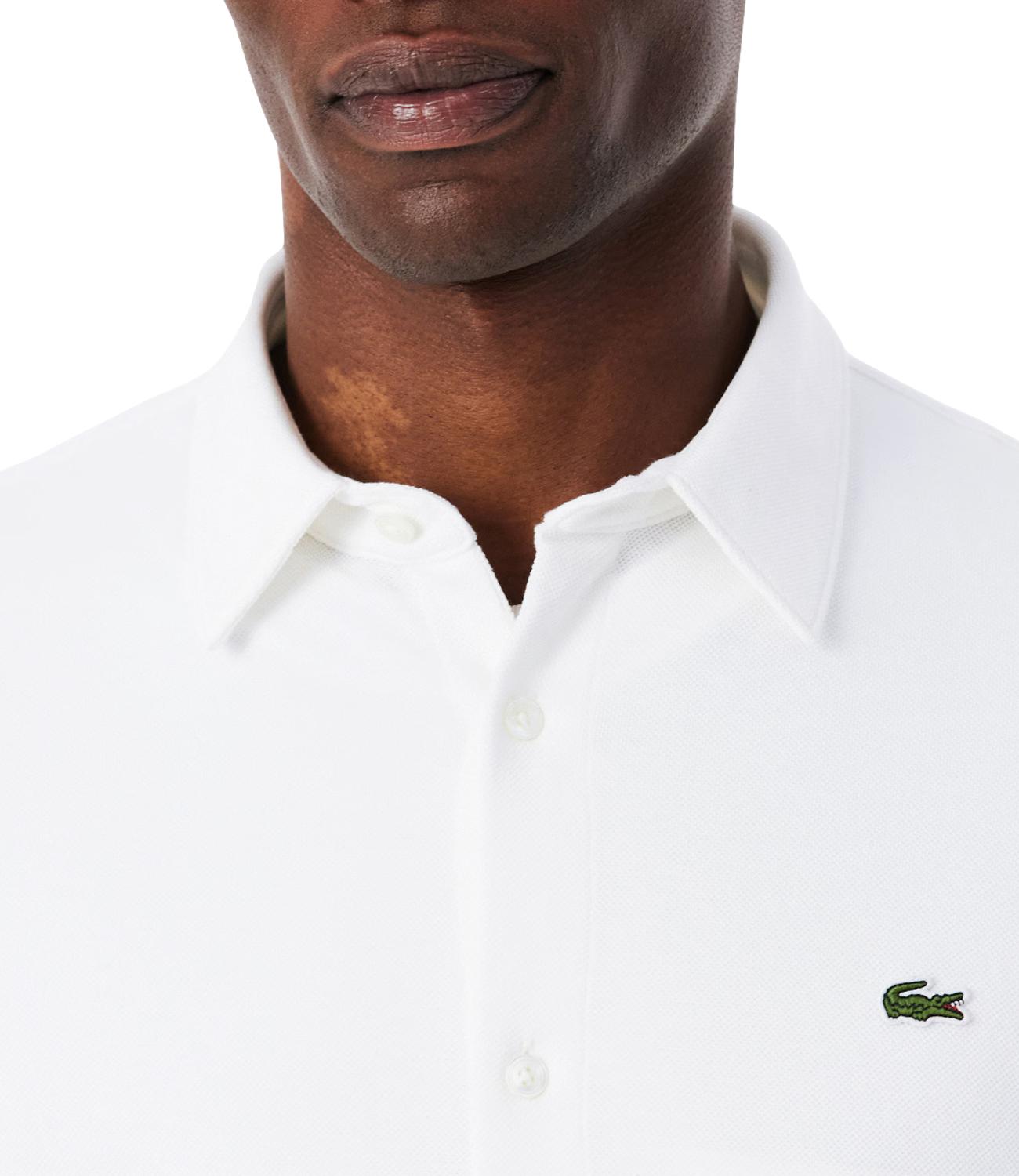 Camicia slim fit in Piqué Di Cotone Uomo Bianco