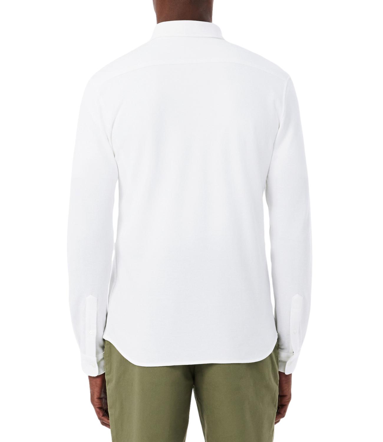 Camicia slim fit in Piqué Di Cotone Uomo Bianco