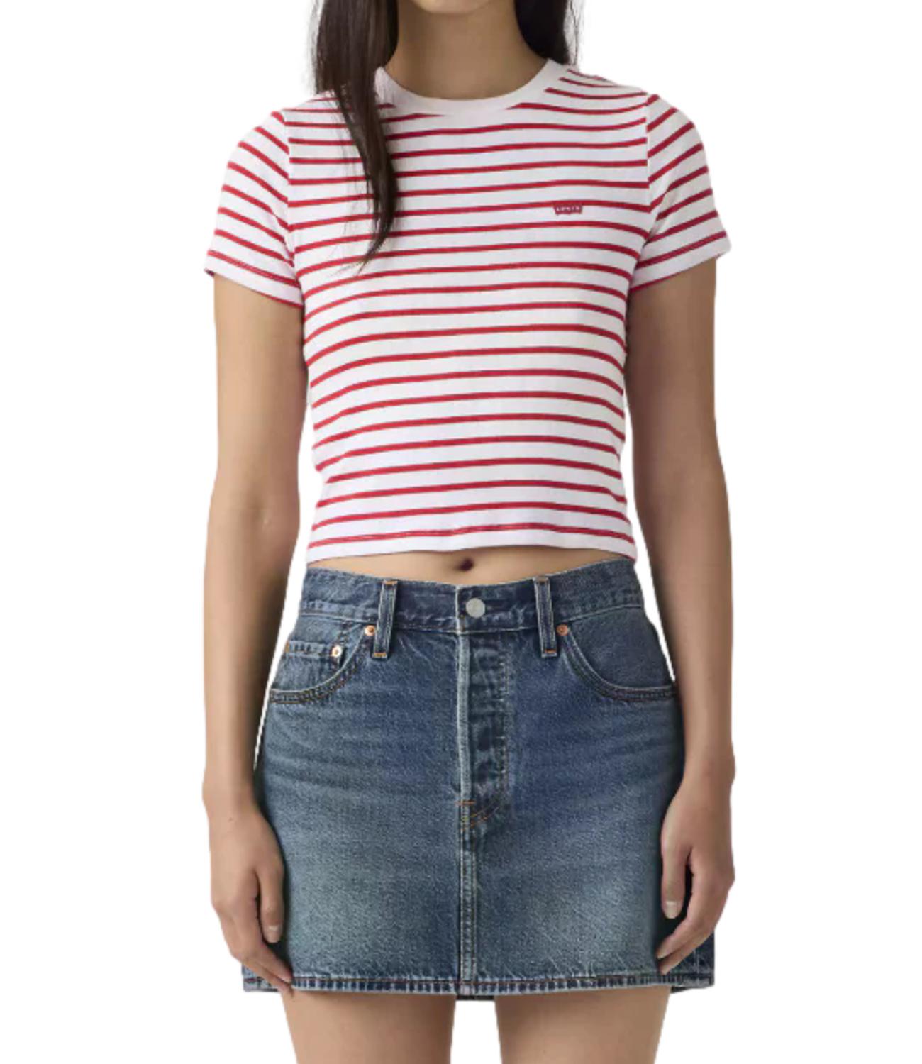 Levi's T-shirt Essential Sporty Tee Stripe Bright Urban Red Donna