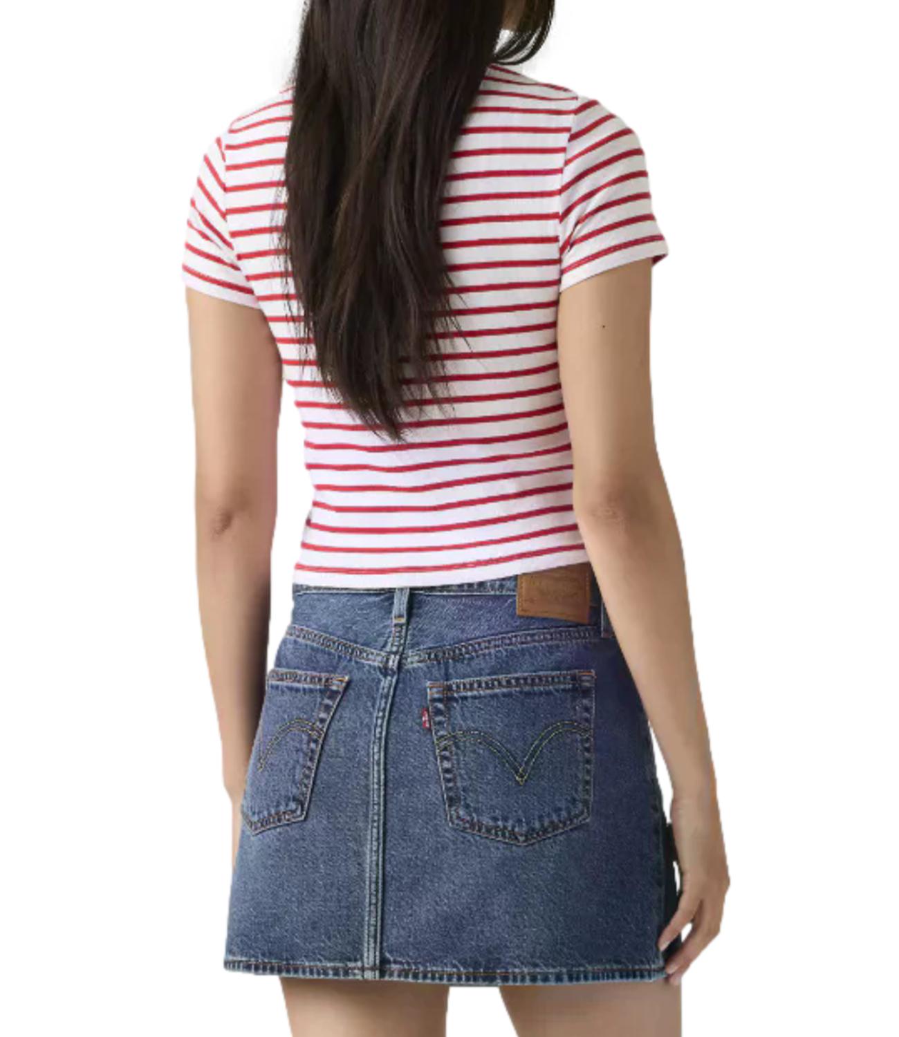 Levi's T-shirt Essential Sporty Tee Stripe Bright Urban Red Donna