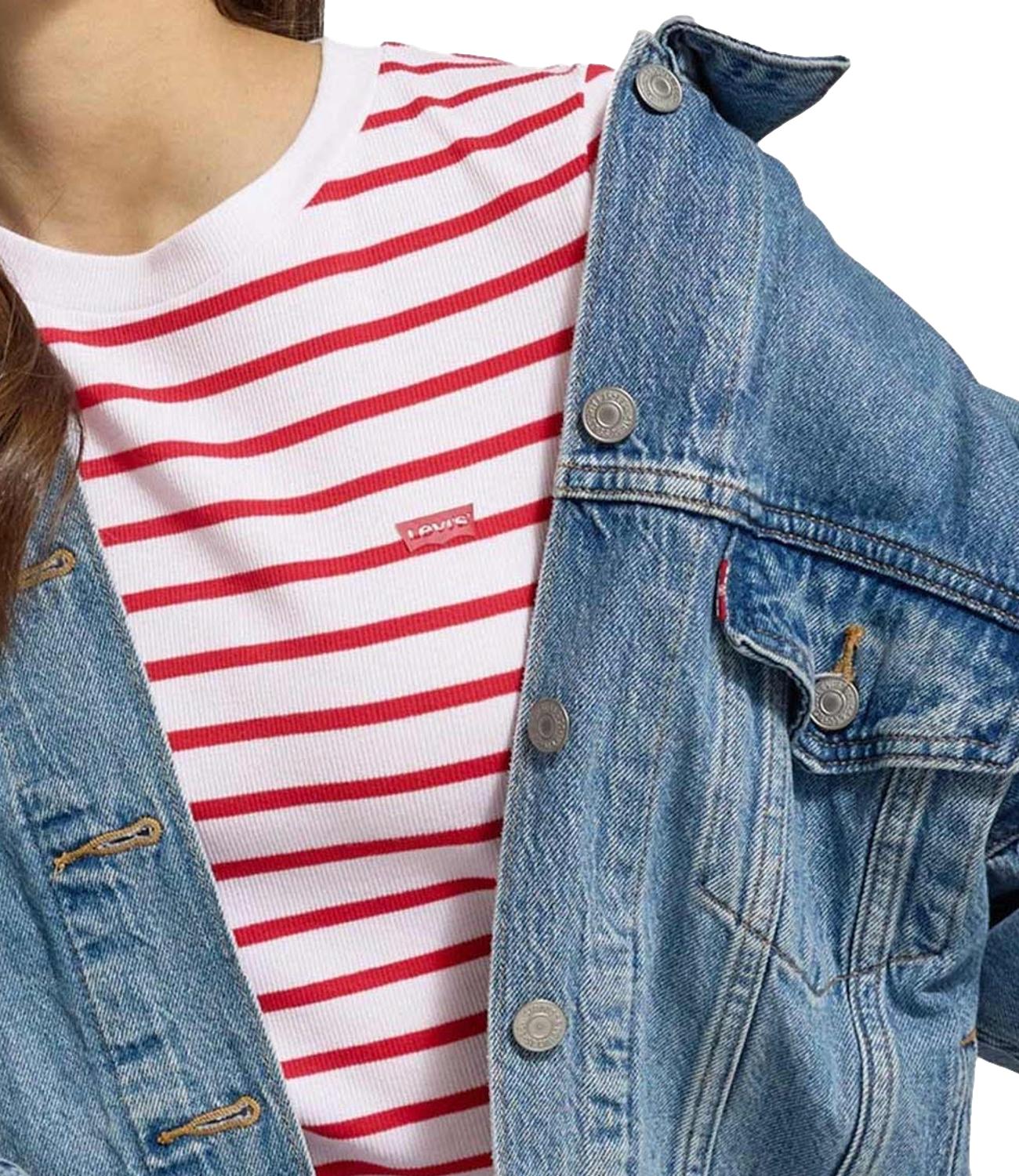 Levi's T-shirt Essential Sporty Tee Stripe Bright Urban Red Donna