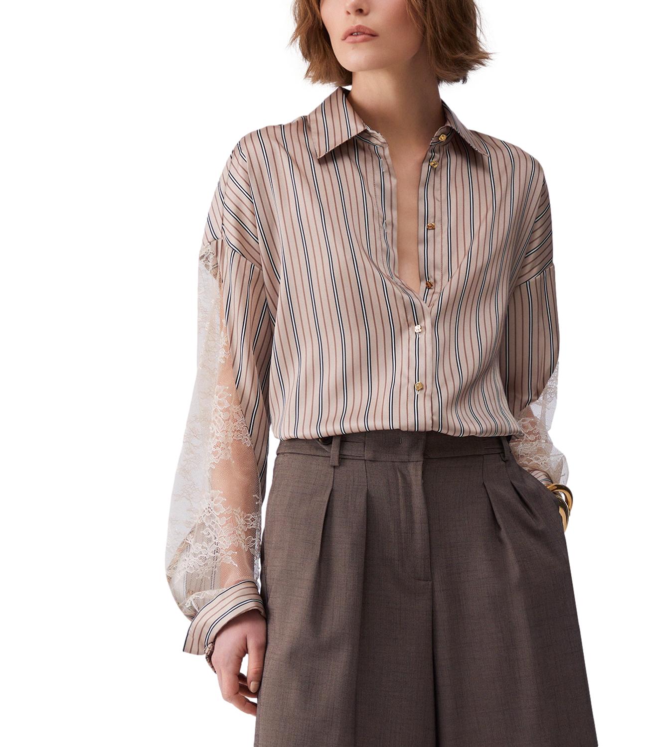 Liu Jo Camicia Righe Marrone Donna