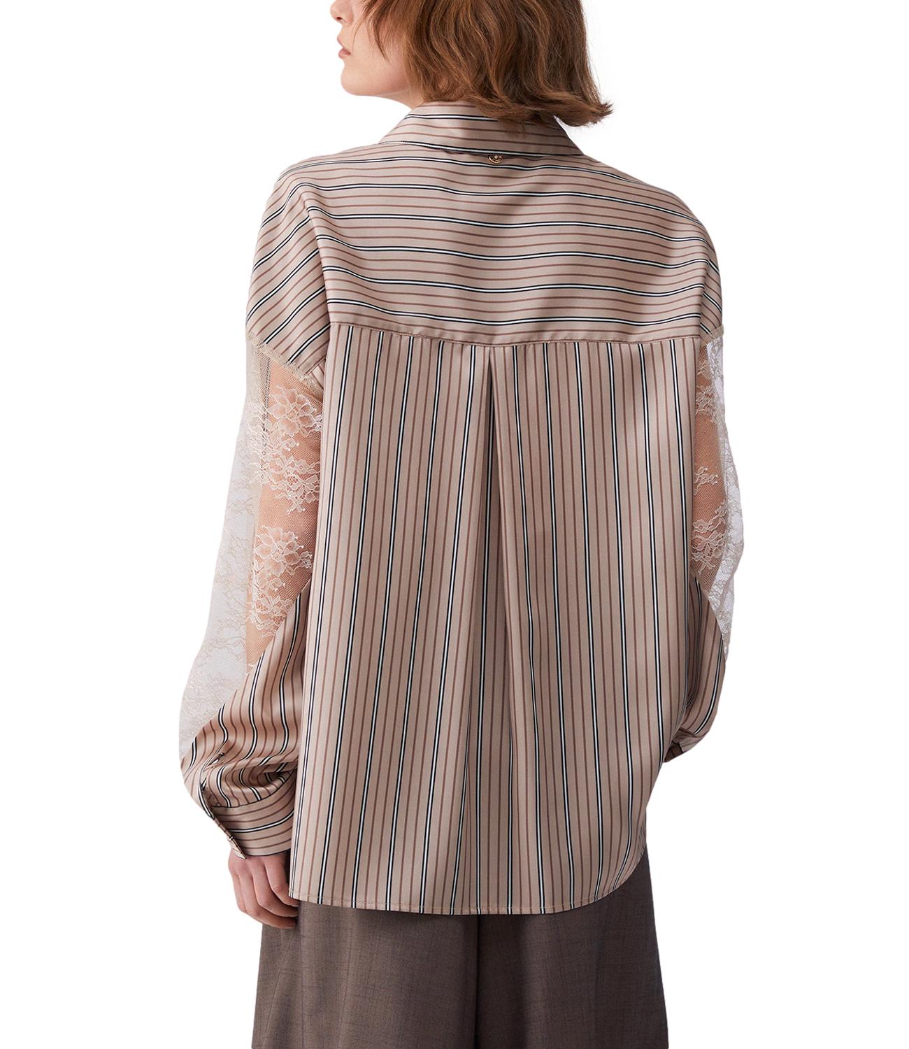 Liu Jo Camicia Righe Marrone Donna