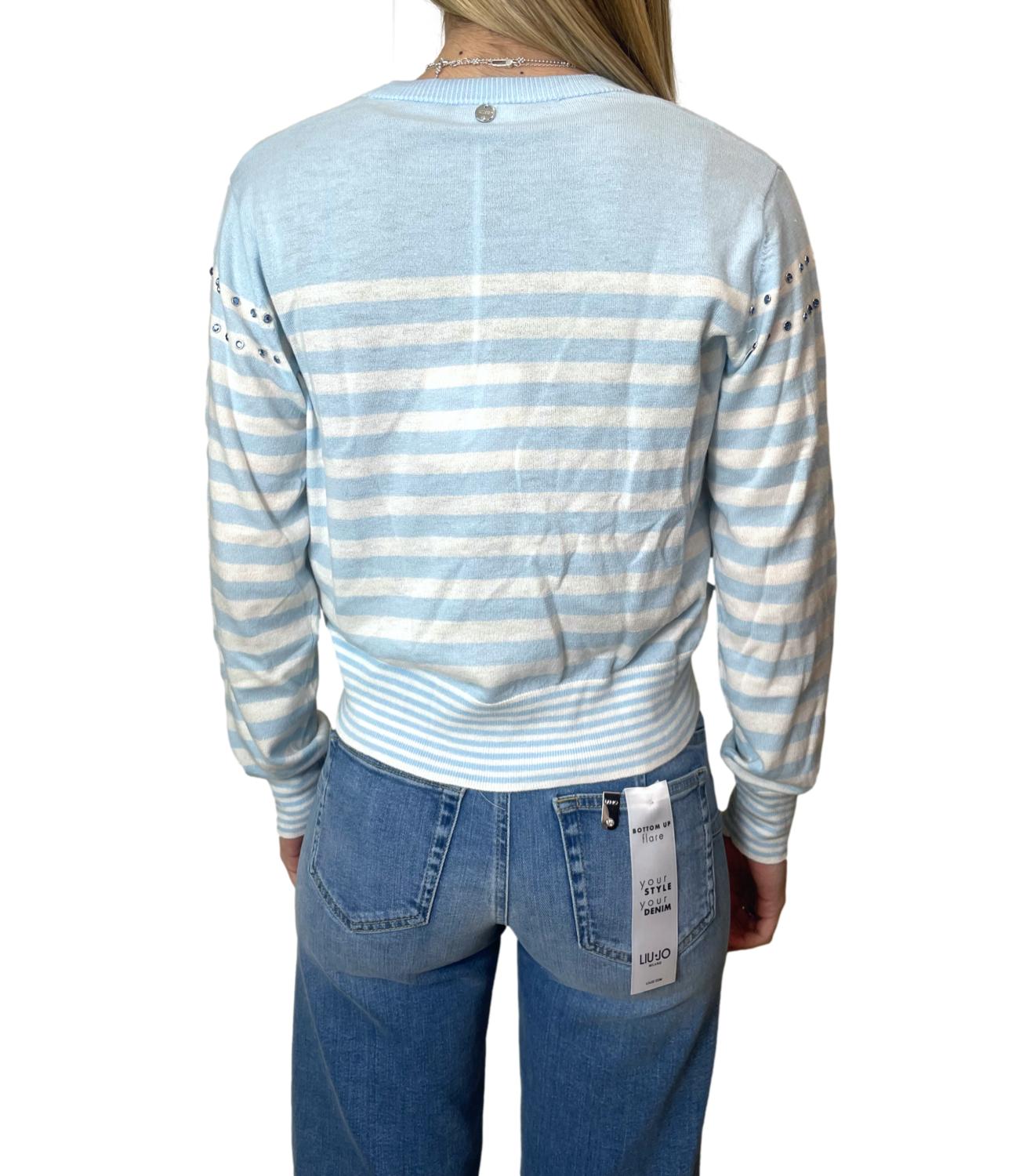 Liu Jo Maglia Cardigan Blu/Bianco Donna